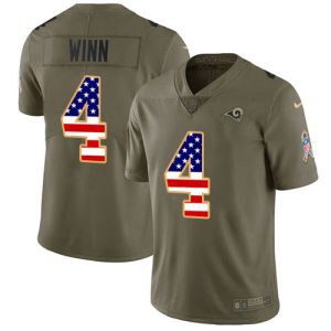 High quality Rams #4 Dresser Winn Olive/USA Flag Men's Stitched NFL Limited 2017 Salute To Service Jersey