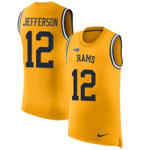Exceptional Rams #12 Van Jefferson Gold Men's Stitched NFL Limited Rush Tank Top Jersey