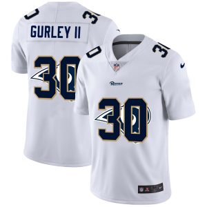 Finest Los Angeles Rams #30 Todd Gurley II White Men's Team Logo Dual Overlap Limited NFL Jersey
