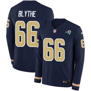 Premium Rams #66 Austin Blythe Navy Blue Team Color Men's Stitched NFL Limited Therma Long Sleeve Jersey