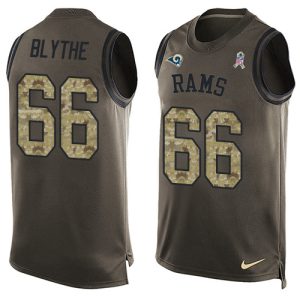 Finest Rams #66 Austin Blythe Green Men's Stitched NFL Limited Salute To Service Tank Top Jersey