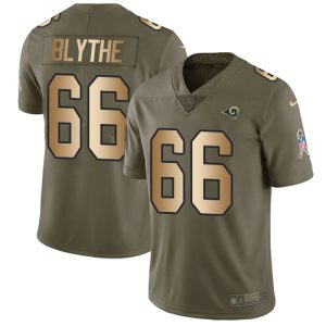 Superb Rams #66 Austin Blythe Olive/Gold Men's Stitched NFL Limited 2017 Salute To Service Jersey
