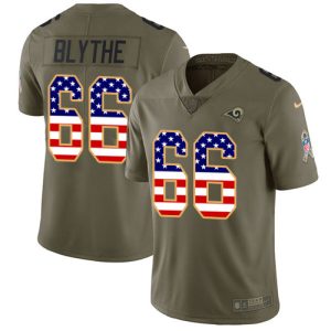High quality Rams #66 Austin Blythe Olive/USA Flag Men's Stitched NFL Limited 2017 Salute To Service Jersey