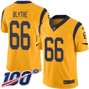 Finest Rams #66 Austin Blythe Gold Men's Stitched NFL Limited Rush 100th Season Jersey