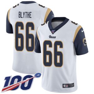 Premium Rams #66 Austin Blythe White Men's Stitched NFL 100th Season Vapor Untouchable Limited Jersey
