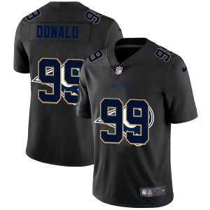 Gorgeous Los Angeles Rams #99 Aaron Donald Men's Team Logo Dual Overlap Limited NFL Jersey Black