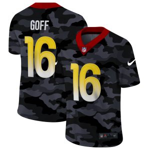 Finest Los Angeles Rams #16 Jared Goff Men's 2020 Black CAMO Vapor Untouchable Limited Stitched NFL Jersey