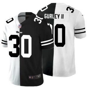 Premium Los Angeles Rams #30 Todd Gurley II Men's Black V White Peace Split Vapor Untouchable Limited NFL Jersey
