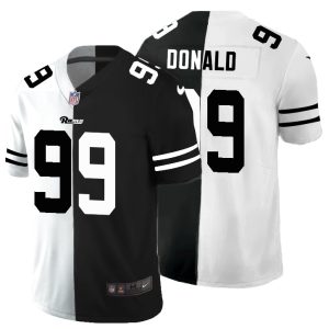 Finest Los Angeles Rams #99 Aaron Donald Men's Black V White Peace Split Vapor Untouchable Limited NFL Jersey