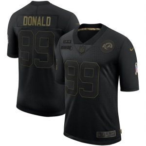 Finest Los Angeles Rams #99 Aaron Donald 2020 Salute To Service Limited Jersey Black