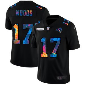 Marvelous Los Angeles Rams #17 Robert Woods Men's Multi-Color Black 2020 NFL Crucial Catch Vapor Untouchable Limited Jersey