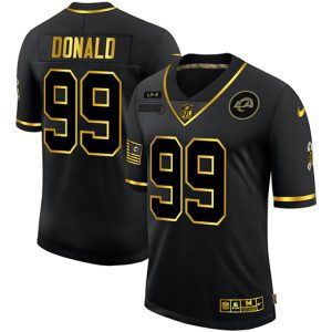 Exquisite Los Angeles Rams #99 Aaron Donald Men's 2020 Salute To Service Golden Limited NFL Jersey Black