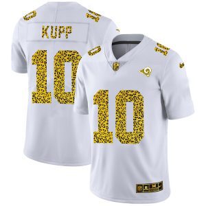 Gorgeous Los Angeles Rams #10 Cooper Kupp Men's Flocked Leopard Print Vapor Limited NFL Jersey White