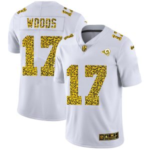 Exquisite Los Angeles Rams #17 Robert Woods Men's Flocked Leopard Print Vapor Limited NFL Jersey White
