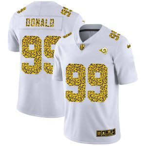 Superior Los Angeles Rams #99 Aaron Donald Men's Flocked Leopard Print Vapor Limited NFL Jersey White