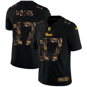 Premium Los Angeles Rams #17 Robert Woods Men's Black Flocked Lightning Vapor Limited NFL Jersey