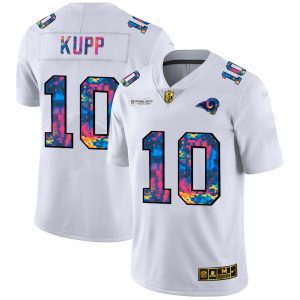 Marvelous Los Angeles Rams #10 Cooper Kupp Men's White Multi-Color 2020 NFL Crucial Catch Limited NFL Jersey
