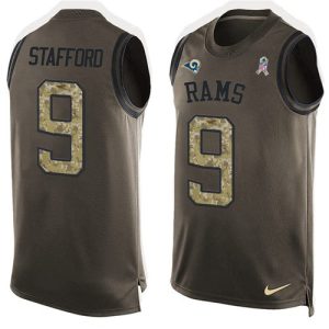 Exceptional Los Angeles Rams #9 Matthew Stafford Green Men's Stitched NFL Limited Salute To Service Tank Top Jersey