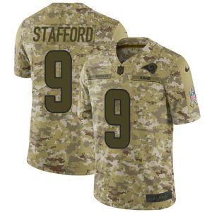 Superb Los Angeles Rams #9 Matthew Stafford Camo Men's Stitched NFL Limited 2018 Salute To Service Jersey