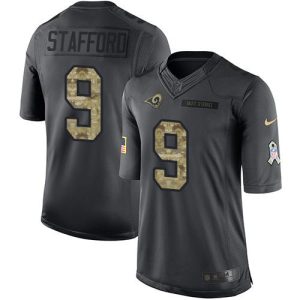 Exceptional Los Angeles Rams #9 Matthew Stafford Black Men's Stitched NFL Limited 2016 Salute to Service Jersey