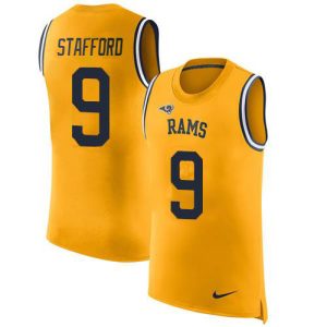 Marvelous Los Angeles Rams #9 Matthew Stafford Gold Men's Stitched NFL Limited Rush Tank Top Jersey