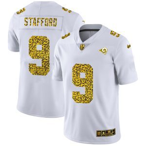 Marvelous Los Angeles Rams #9 Matthew Stafford Men's Flocked Leopard Print Vapor Limited NFL Jersey White