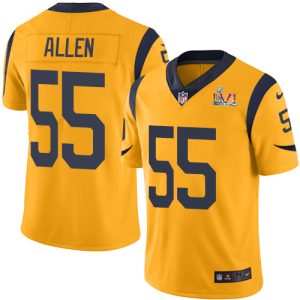 Premium Rams #55 Brian Allen Gold Super Bowl LVI Patch Men's Stitched NFL Limited Rush Jersey