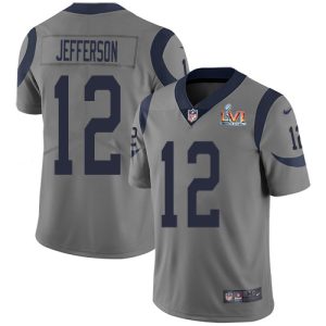 Exquisite Rams #12 Van Jefferson Gray Super Bowl LVI Patch Men's Stitched NFL Limited Inverted Legend Jersey