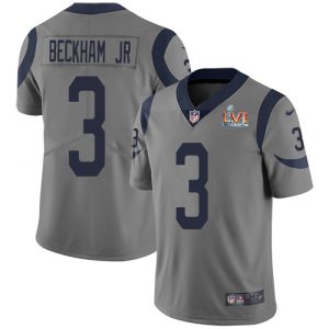 Superior Rams #3 Odell Beckham Jr. Gray Super Bowl LVI Patch Men's Stitched NFL Limited Inverted Legend Jersey