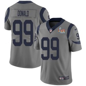 Premium Rams #99 Aaron Donald Gray Super Bowl LVI Patch Men's Stitched NFL Limited Inverted Legend Jersey