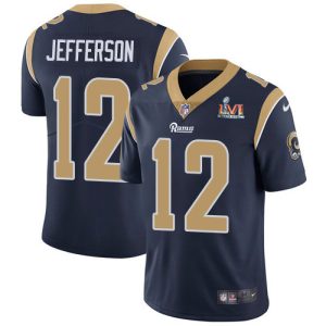 Premium Rams #12 Van Jefferson Navy Blue Team Color Super Bowl LVI Patch Men's Stitched NFL Vapor Untouchable Limited Jersey