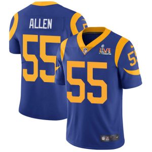 Premium Rams #55 Brian Allen Royal Blue Alternate Super Bowl LVI Patch Men's Stitched NFL Vapor Untouchable Limited Jersey