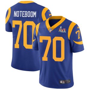 Superior Rams #70 Joseph Noteboom Royal Blue Alternate Super Bowl LVI Patch Men's Stitched NFL Vapor Untouchable Limited Jersey