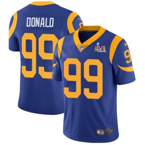 Marvelous Rams #99 Aaron Donald Royal Blue Alternate Super Bowl LVI Patch Men's Stitched NFL Vapor Untouchable Limited Jersey