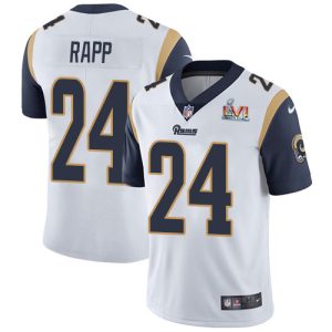 Premium Rams #24 Taylor Rapp White Super Bowl LVI Patch Men's Stitched NFL Vapor Untouchable Limited Jersey