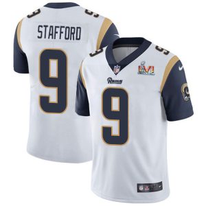 Finest Rams #9 Matthew Stafford White Super Bowl LVI Patch Men's Stitched NFL Vapor Untouchable Limited Jersey