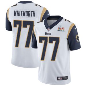 Gorgeous Rams #77 Andrew Whitworth White Super Bowl LVI Patch Men's Stitched NFL Vapor Untouchable Limited Jersey