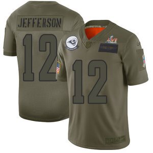Finest Rams #12 Van Jefferson Camo Super Bowl LVI Patch Men's Stitched NFL Limited 2019 Salute To Service Jersey