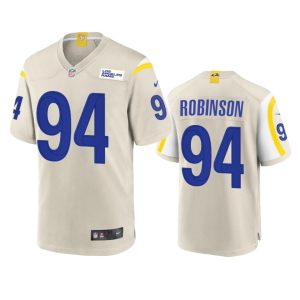 Premium Los Angeles Rams #94 A'Shawn Robinson Men's Game NFL Jersey - Bone