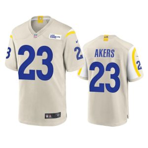 Exceptional Los Angeles Rams #23 Cam Akers Men's Game NFL Jersey - Bone
