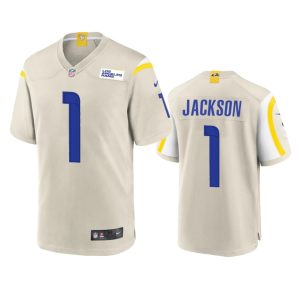 Finest Los Angeles Rams #1 Desean Jackson Men's Game NFL Jersey - Bone