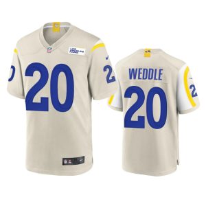 Finest Los Angeles Rams #20 Eric Weddle Men's Game NFL Jersey - Bone