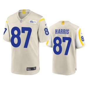 Exceptional Los Angeles Rams #87 Jacob Harris Men's Game NFL Jersey - Bone