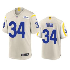 Superb Los Angeles Rams #34 Jake Funk Men's Game NFL Jersey - Bone