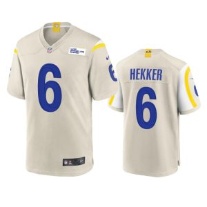 Exceptional Los Angeles Rams #6 Johnny Hekker Men's Game NFL Jersey - Bone