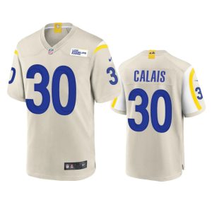 Exquisite Los Angeles Rams #30 Raymond Calais Men's Game NFL Jersey - Bone