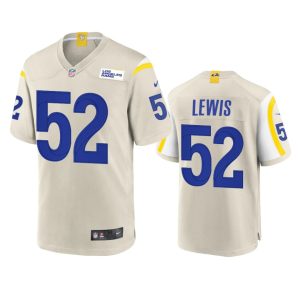 Superb Los Angeles Rams #52 Terrell Lewis Men's Game NFL Jersey - Bone