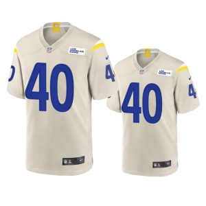 Exceptional Los Angeles Rams #40 Von Miller Men's Game NFL Jersey - Bone