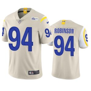 Premium Los Angeles Rams #94 A'Shawn Robinson Men's Vapor Limited NFL Jersey - Bone
