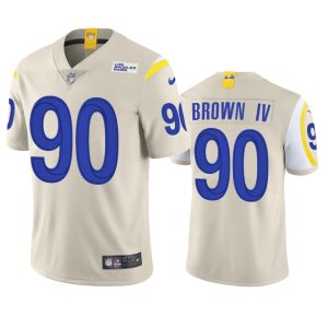 High quality Los Angeles Rams #90 Earnest Brown IV Men's Vapor Limited NFL Jersey - Bone